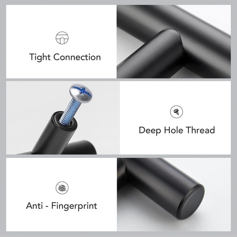 HomeExpert Home Expert 5 Pack 4 Inch Black Cabinet Handles Matte Black Cabinet Pulls Black Dresser Drawer Pulls Stainless Steel Kitchen Cabinet Handles Matte Black 6-3/8 Inch Overall Length - Image 5